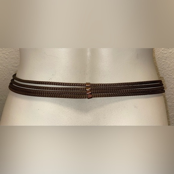 Sarah Cavender Metalworks brown metal rope tassel flower belt main image 6